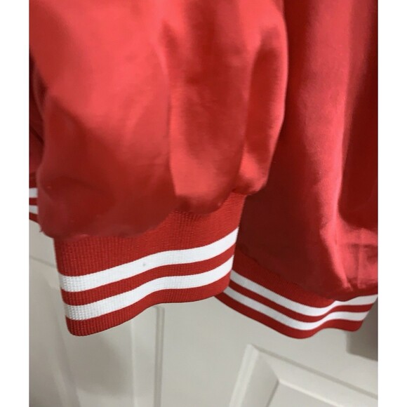 Vintage Cardinal Red  Satin Bomber Jacket Mens L Basketball Logo (Flaws/Read) - Picture 4 of 16